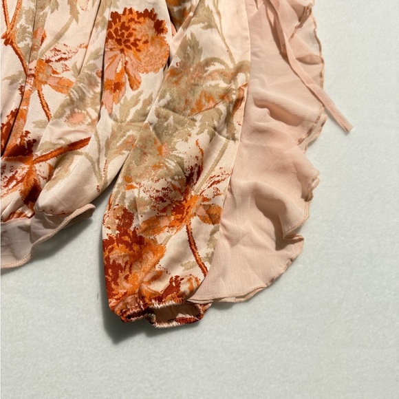 Free People Size L Pink and Orange Floral Off-Shoulder Blouse - Picture 4 of 5